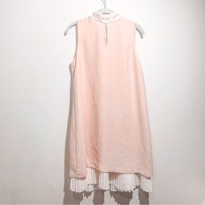 Nanette Lepore Pleated Hem Sleeveless Dress in Blush Pink and White size 8